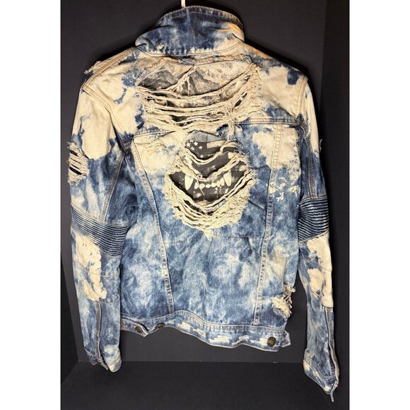 The Heritage by America 1776 Denim Distillery Distressed Jacket Mens M Grunge - Picture 2 of 6